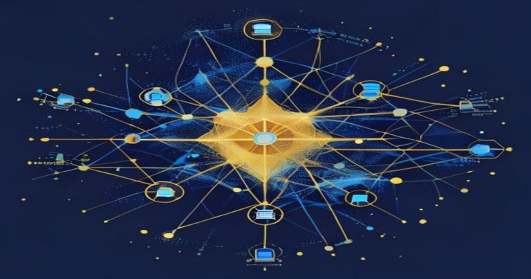Illustration conceptuelle d'une structure de holding SOPARFI luxembourgeoise avec connexions et réseau d'entreprises.