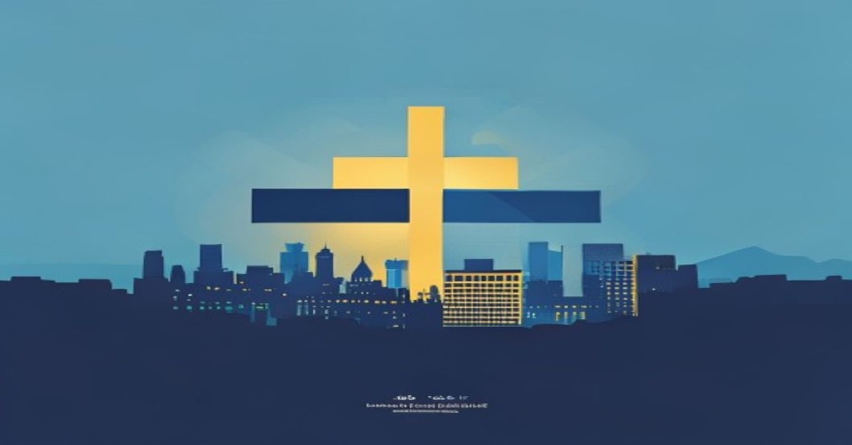 Illustration abstraite d'une fusion transfrontalière avec skyline de Luxembourg en tons bleu et or.