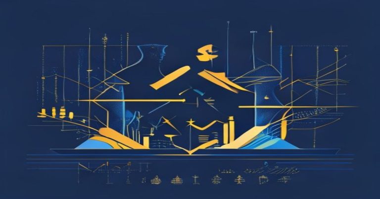 Abstract illustration of a cross-border merger with Luxembourg, featuring legal and tax symbols in blue and gold tones.