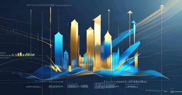 Illustration conceptuelle d'un véhicule d'investissement SICAR luxembourgeois avec des symboles financiers abstraits en bleu et or.