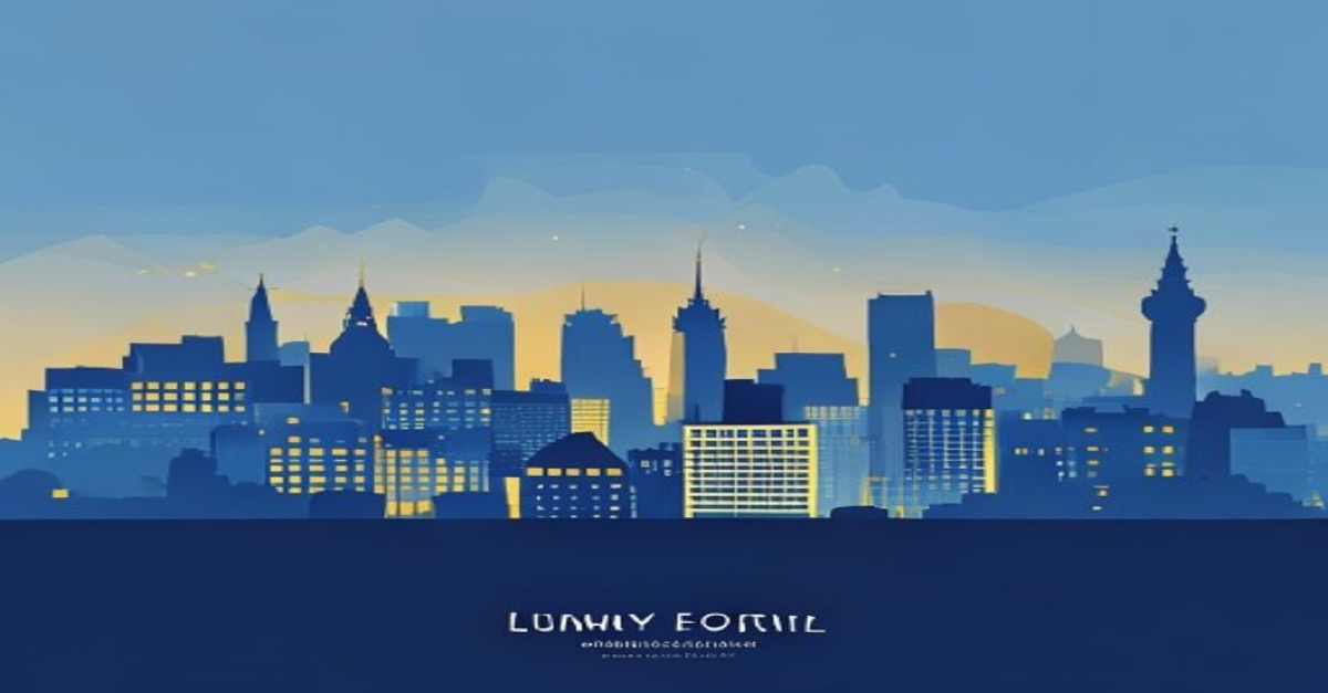 Illustration conceptuelle d'un family office au Luxembourg avec skyline, tons bleu et or.