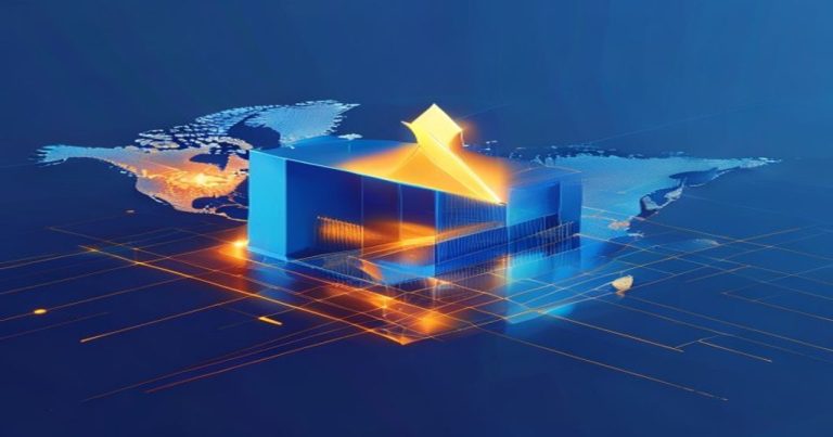 Illustration conceptuelle du transfert de siège social d'une entreprise vers le Luxembourg, avec des tons bleus et dorés, symbolisant la sécurité et la stratégie juridique.