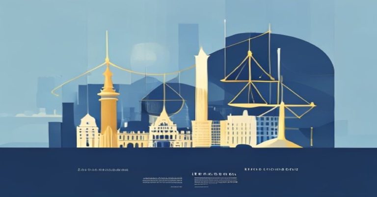 Illustration abstraite d'un fonds d'investissement spécialisé luxembourgeois avec skyline de Luxembourg, tons bleu et or.