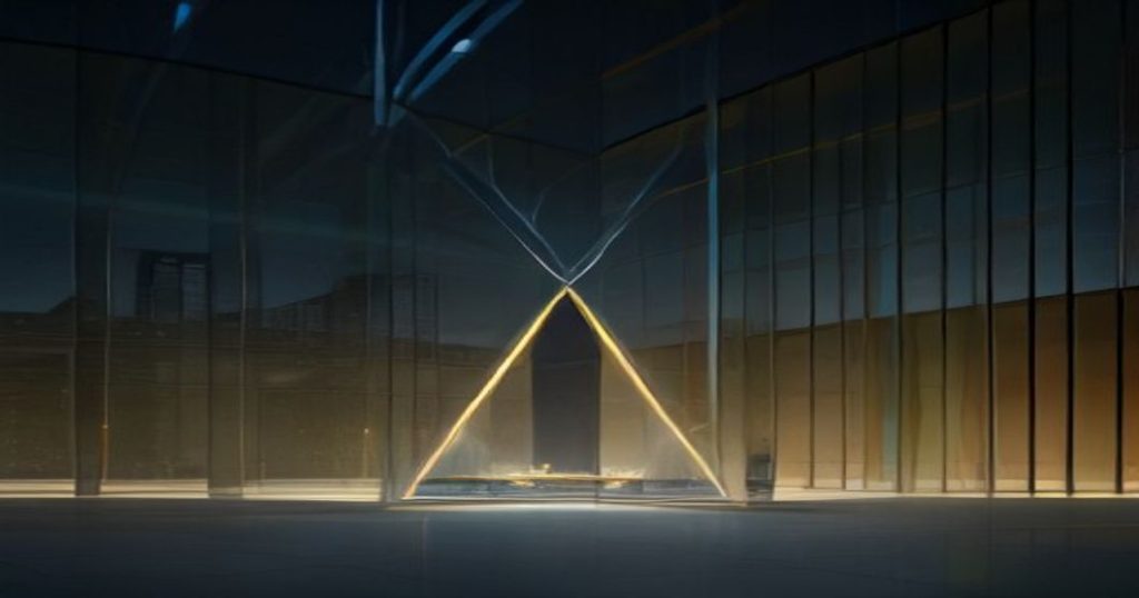 Elegant corporate illustration of a Luxembourg SOPARFI holding company structure with connected subsidiary buildings in blue and gold tones.