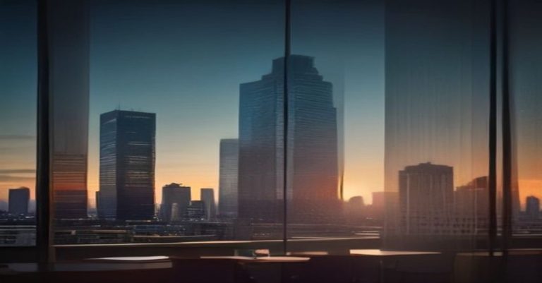 Corporate illustration of Luxembourg financial district with investment fund structure diagrams in blue and gold tones