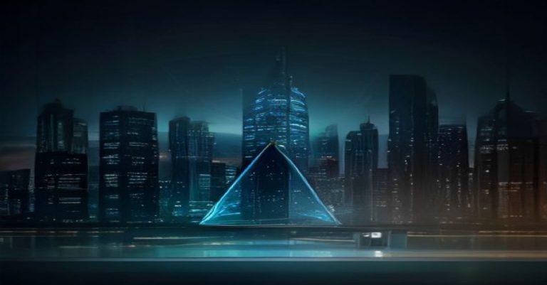 Corporate illustration of Luxembourg financial district with investment fund structures and legal guide symbolism in blue and gold tones