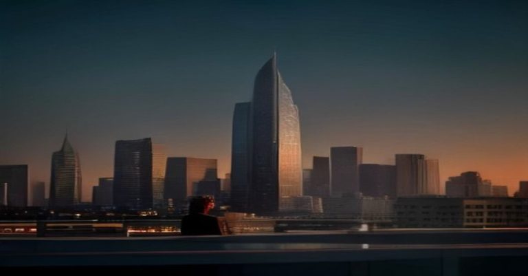 Illustration corporate de la fiscalité SOPARFI Luxembourg avec skyline financière, graphiques de croissance et structures d'entreprise en tons bleu et or