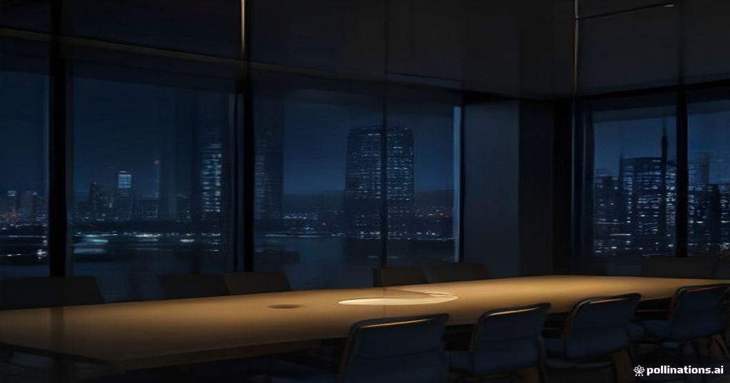 Illustration corporate élégante d'une structure de holding SOPARFI au Luxembourg avec immeubles modernes, connexions dorées et éléments financiers, sans texte ni visage.